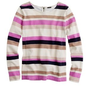 J. Crew Striped Top in Pink, White, and Brown